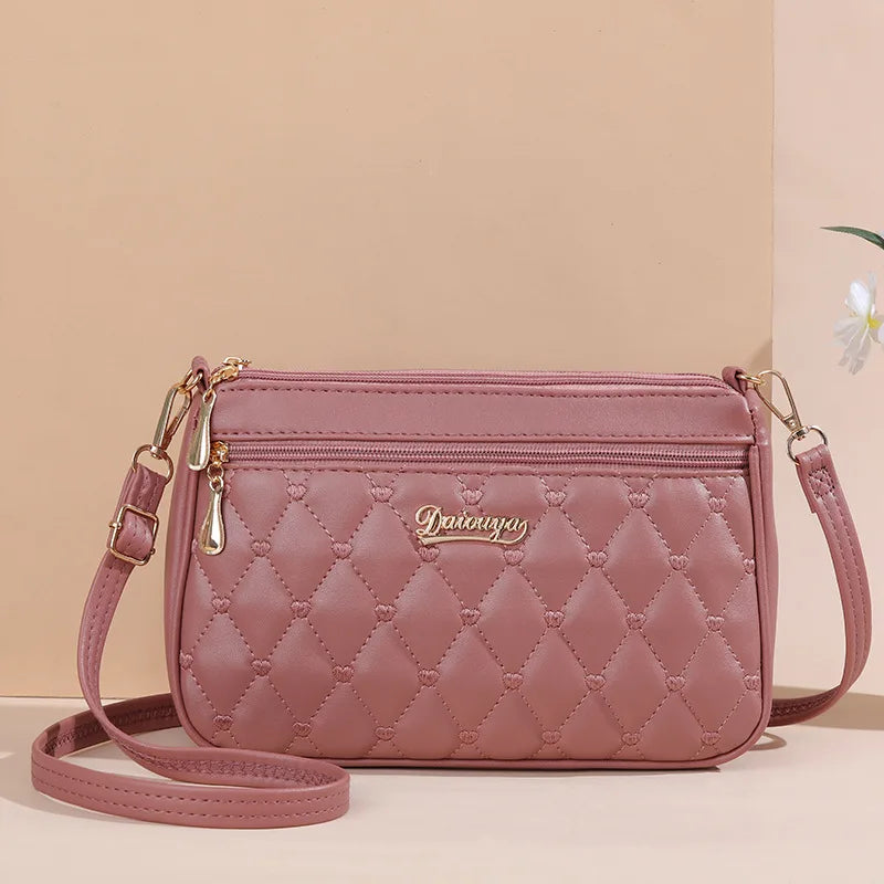 Luxury Yogodlns Embroidered Messenger Bag – Women's Leather Handbag with Cute Hair Ball Charm