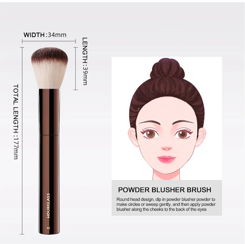 Hourglass Makeup Brush- No.2 Foundation/ Blush Brush Soft and Skin-friendly Fiber Hair Fashion Design Single Face Brush