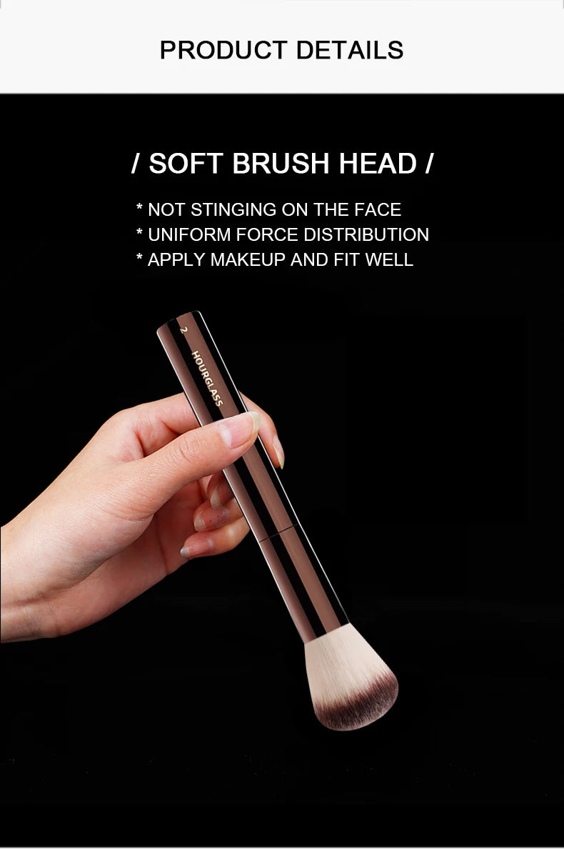 Hourglass Makeup Brush- No.2 Foundation/ Blush Brush Soft and Skin-friendly Fiber Hair Fashion Design Single Face Brush