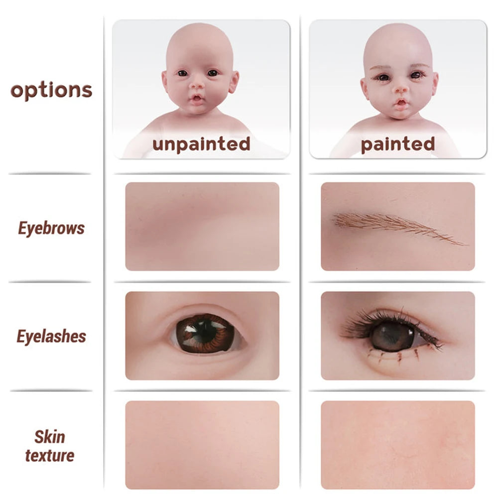 Lifelike 20Inch Full Body Soft Silicone Reborn Baby Girl/ Boy Dolls Realistic Textures Durable Materials As Keepsakes Kids Toy