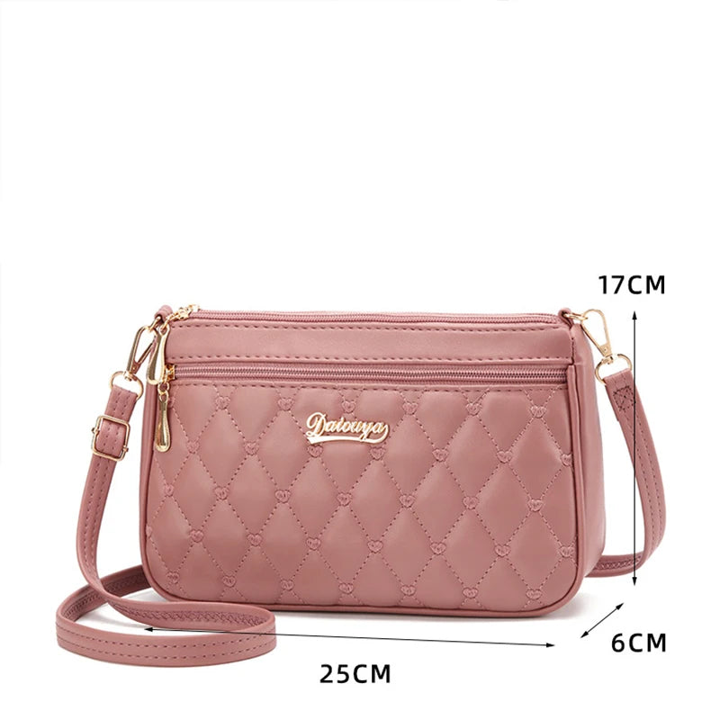 Luxury Yogodlns Embroidered Messenger Bag – Women's Leather Handbag with Cute Hair Ball Charm