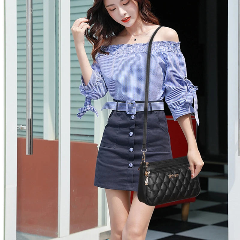 Luxury Yogodlns Embroidered Messenger Bag – Women's Leather Handbag with Cute Hair Ball Charm