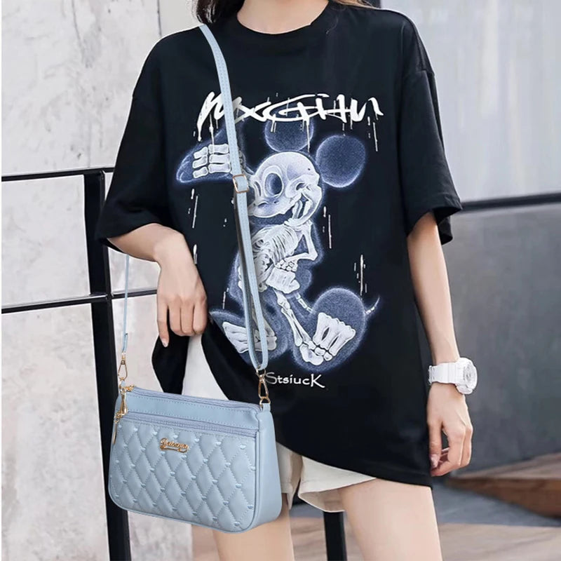 Luxury Yogodlns Embroidered Messenger Bag – Women's Leather Handbag with Cute Hair Ball Charm