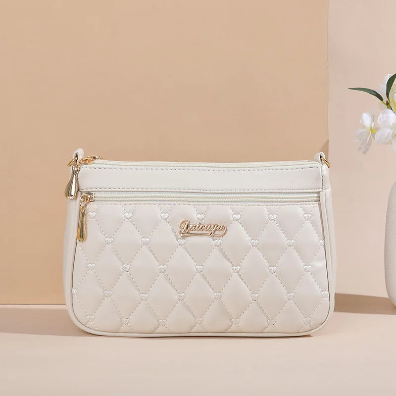 Luxury Yogodlns Embroidered Messenger Bag – Women's Leather Handbag with Cute Hair Ball Charm