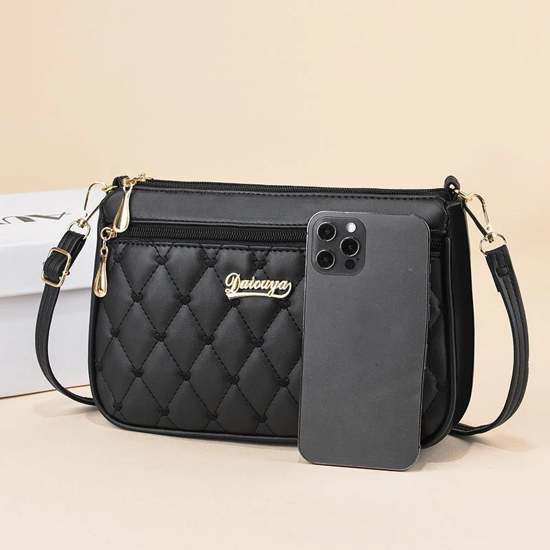Luxury Yogodlns Embroidered Messenger Bag – Women's Leather Handbag with Cute Hair Ball Charm