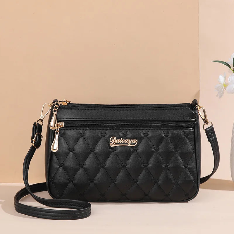 Luxury Yogodlns Embroidered Messenger Bag – Women's Leather Handbag with Cute Hair Ball Charm